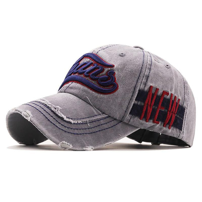 Men's Letter Embroidered Cotton Baseball Cap | Sports & Leisure Dome Hat | Breathable Sunshade for All Seasons | Short Brim | 54-56cm Adjustable