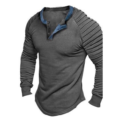 Men's Long Sleeve Henley Shirt | Solid Color | Premium Cotton | Casual & Semi-Formal Wear | Buttoned Placket | Soft & Durable Fabric | Relaxed Fit | Versatile Fashion Essential
