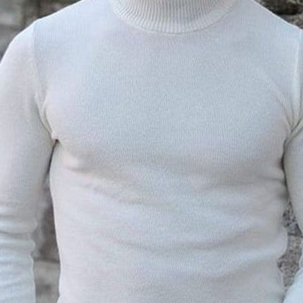 White Turtleneck Sweater | Versatile Knit Pullover | High Collar | Long Sleeves | Comfortable Fit | Winter Wardrobe Essential | Layering Staple | Timeless White | Casual or Formal Wear