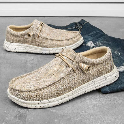 Men's Canvas Loafers | EVA Outsole | Premium Washed Canvas | Elastic Laces | Lightweight Comfort | Rounded Toe Design | Breathable Fabric | Odor-Reducing Insole | Machine Washable | Ideal Casual Shoe