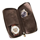 Men's Vintage Cowhide Leather Watch Organizer | Handmade Travel Storage Bag | Luxury Watch Case | Padded Compartments | Secure Closure | Antique Style | Compact Portable Design | Ideal Gift for Watch Collectors