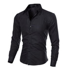 Men's Diamond Pattern Long Sleeve Dress Shirt | Cotton Blend | Elegant Design | Dark Hue | Formal Casual Versatile Style