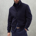 Men's Wool Blend Bomber Jacket | Casual Stand Collar | Single Breasted | Versatile Outerwear for Various Occasions | Stylish Ribbed Cuffs and Waistband | Warm and Fashionable | Perfect for Transitional Weather