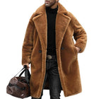 Men's Teddy Plush Lapel Long Coat | Warm Solid Color Outerwear | Luxurious Softness | Winter Insulation | Timeless Design | Statement-Making Elegance | Versatile Comfortable Style for Cold Weather