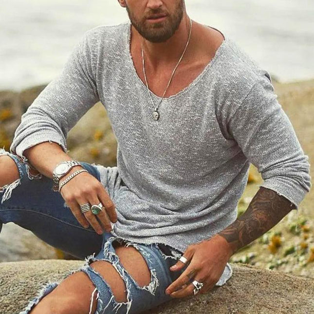 Men's Loose Casual Long Sleeve T-Shirt | Cotton Blend | Breathable | Pullover Design | Soft & Comfortable | Easy Match with Jacket & Jeans | Gentle Machine Wash | Ideal for Any Occasion