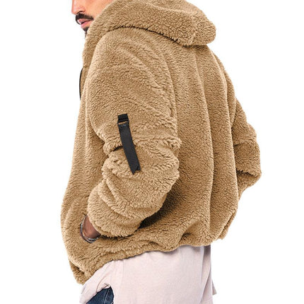 Men's Hooded Jacket | Solid Color | Double Fleece | Warm & Loose Fit | Outerwear | Winter Coat | Casual Style | Premium Insulation | Functional Pockets | Versatile Layering | Classic Design