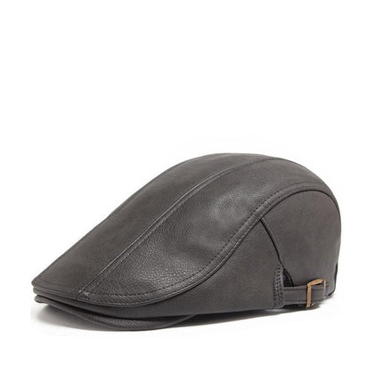 Men’s Vintage Style | Casual Leather Beret Hat | Classic Newsboy Cap | Retro Headwear | Fashion Accessory | Adjustable Fit