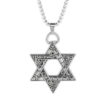 Vintage Six-Pointed Star Pendant Necklace | Casual Star Charm Jewelry | Retro Style | Celestial Design | Unisex Statement Necklace