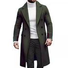 Men's Double-breasted Mid-length Coat | Solid Color | Notched Lapel | Long Sleeve | High-quality Wool Blend | Elegant Outerwear for Formal and Casual | Available in Black, Navy Blue, Charcoal Grey, Camel