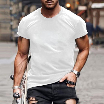 Men's Slim Fit Round Neck Short Sleeve T-Shirt | Solid Color | Casual Cotton Blend | Versatile Spring Summer Top | Ideal for Daily and Sports Wear