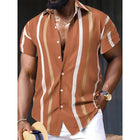 Men's Striped Short Sleeve Shirt | Casual Lapel Collar | Lightweight Fabric | Contemporary Style | Breathable Summer Top | Versatile Fit | Perfect for Everyday Wear | Available in Various Sizes