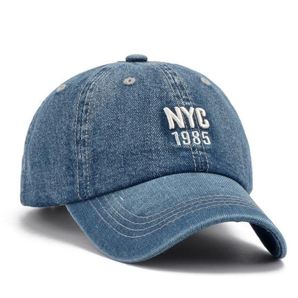 Men's Adjustable Denim Baseball Cap | Vintage American Flag Embroidered Letters | Wide Brim Dome Style Hat | Clothing Accessories