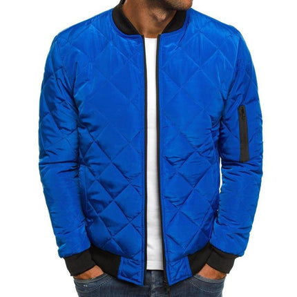 Men's Thermal Jacket | Padded Stand Collar | Solid Color | Warm Insulated Outerwear | Durable Polyester | Stylish Winter Coat | Casual & Formal Wardrobe Essential | With Side Pockets | Elasticized Cuffs
