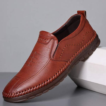 Men's Dress Shoes | Vintage Leather | Slip-On | Business Casual | Exposed Gore | Soft Non-Slip Oxford Sole