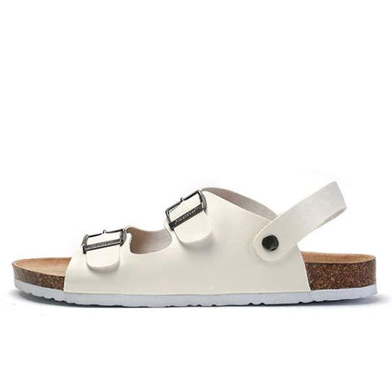 Men's Open Toe Casual Sandals | Soft Leather Upper | Cork Midsole for Comfort | Durable EVA Outsole | Ideal for Summer Activities | Beach Pool Party Ready