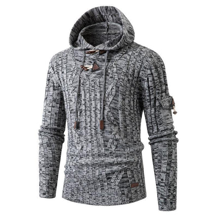 Men's Slim Fit Knit Hoodie | Long Sleeve | Hooded with Drawstring | Lightweight Fabric | Casual & Athleisure Wear | Ribbed Cuffs | Tailored Silhouette | Versatile Layering Piece