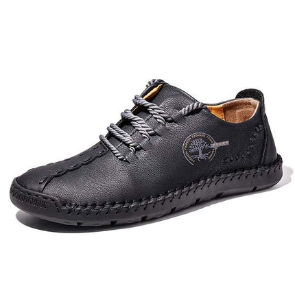 Men's Casual Vintage Leather Loafers | Hand Stitched | Flexible Rubber Sole | Medium Width Shoes