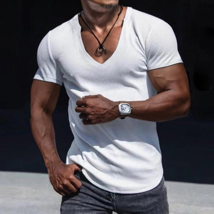 Men's Slim Fit V-Neck T-Shirt | Short Sleeve Sport Top | Moisture-Wicking | Breathable Fabric | Casual & Active Wear | Stylish & Comfortable | Versatile for Workouts & Everyday Outfits