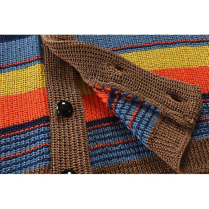 Men's Sweater Jacket | Colorblock Design | Lapel Collar | Button Closure | Soft Knit Fabric | Casual & Semi-Formal Wear | Comfortable Outerwear for All Seasons | Versatile Men's Fashion
