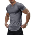 Men's V-Neck T-Shirt | Solid Color Short-Sleeve | Breathable Cotton Blend | Lightweight | Casual & Semi-Formal | Comfortable Knit Top | Versatile Fit | All-Season Wear