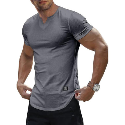 Men's V-Neck T-Shirt | Solid Color Short-Sleeve | Breathable Cotton Blend | Lightweight | Casual & Semi-Formal | Comfortable Knit Top | Versatile Fit | All-Season Wear