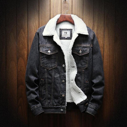 Men's Teddy Fleece Lined Denim Jacket | Long Sleeve Insulated Coat | Regular Fit | Shirt Collar | Classic Denim Texture | Warmth for Fall & Winter | Comfortable Versatile Outerwear | Casual Style