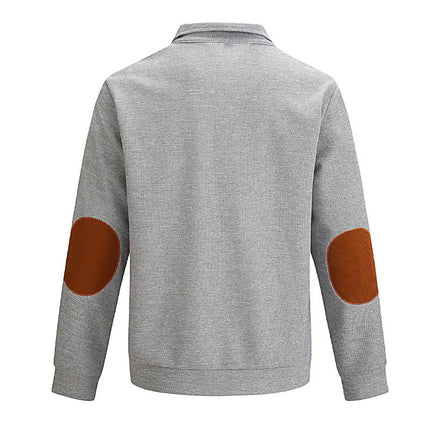 Men's Waffle Textured Sweatshirt | Stand Collar | Long Sleeve | Casual & Sporty Outdoor Wear | Warm & Breathable Knit | Multiple Colors | Versatile for Hiking & Everyday Use | Sizes Available