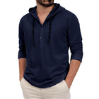 Men's Solid Button Hooded Shirt | Long Sleeve | Casual Fit | Soft Cotton Blend | Hooded Neckline | Versatile Layering | Lightweight Comfort | Machine Washable | Ideal Spring & Fall Top