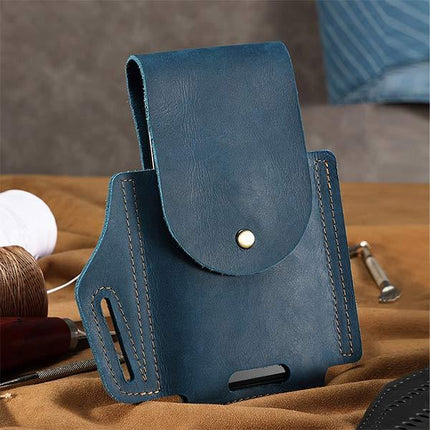 Vintage Leather Waist Bag | Phone Holder Waist Pack | Leather Hip Pouch | Hands-Free Travel Accessory