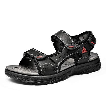 Men's Casual Beach Sandals | Durable Leather Upper | Non-Slip Flexible Sole | Adjustable Heel Strap | Breathable Textile Lining | All-Day Comfort | Everyday Summer Footwear