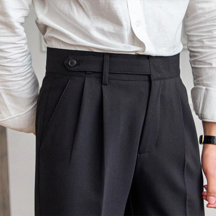 Men's High Waist Suit Pants | British Neapolitan Style | Straight Leg Trousers | Formal Wear | Elegant Tailoring | Premium Fabric | Modern Sophistication | Classic Fit | Versatile Formal Trousers