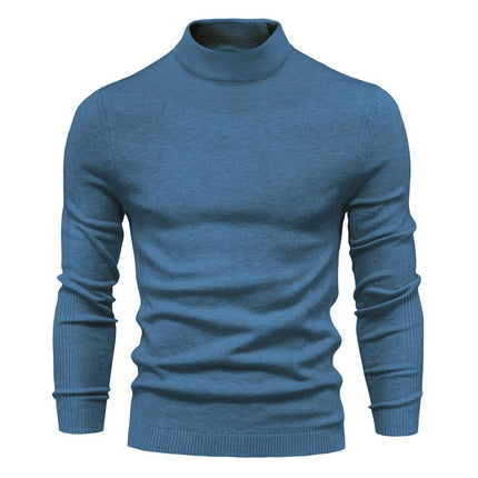 Men's Turtleneck Sweater | Solid Color Knit Pullover | Warm Casual Knitwear | Soft Comfortable Relaxed Fit | Fall Winter Essential | Versatile Ribbed Details