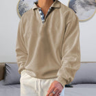 Men's Casual Loose Fit Sweatshirt | Long Sleeve V-Neck Plaid Stitching | Polyester Blend | Micro Elastic | Perfect for Spring and Autumn | Daily Wear Sports Outings | Street Urban Style