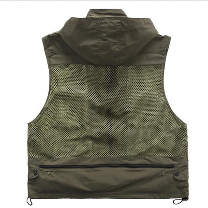 Men's Outdoor Quick-Drying Vest | Quick-Dry Fabric | Breathable Mesh Lining | Multiple Pockets | Adjustable Drawstring Hem | Hiking Camping Fishing | Available in Green Red Black | Sizes S-XXL