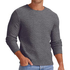 Men's Sweater | Waffle Knit | Solid Color | Crew Neck Pullover | Long Sleeve | Versatile Casual | Classic Fit | Breathable Soft Fabric | Available in Black Navy Grey Olive | Ideal for Layering | Comfortable Style