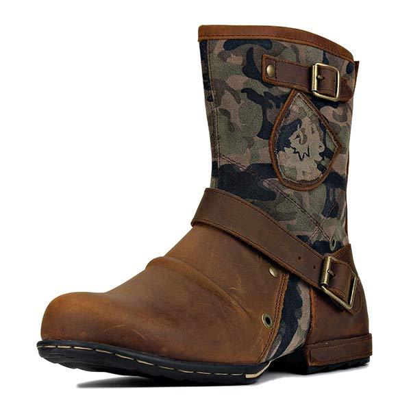 Men's Western Cowboy Boots | Mid-Calf | Leather | Durable Soles | Classic Design | Brown | Comfortable Fit | Stylish Men's Boots | Western Wear | Cowboy Style Footwear