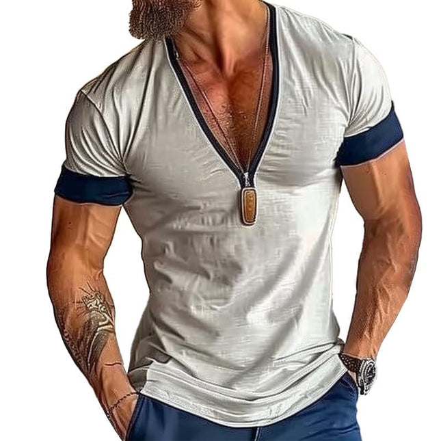 Men’s T-Shirt | Casual V Neck | Short Sleeve | Cotton Blend | Colorblock Design | Breathable Comfortable Fabric | Soft Durable Material | Stylish Everyday Tee | Classic Relaxed Fit | Enhances Neckline