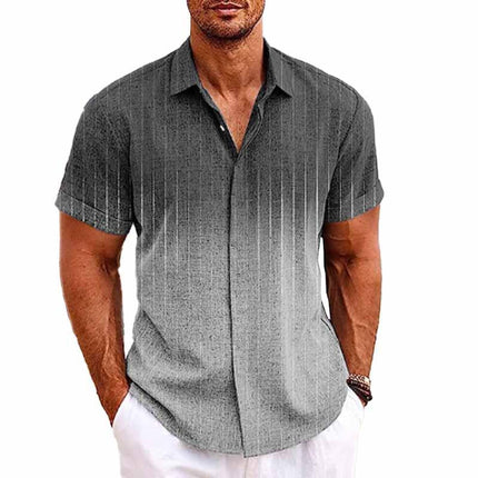 Men's Hawaiian Shirt | Tropical Ombre Print | Lapel Collar | Short Sleeve | Cotton Linen Blend | Casual Beachwear | Vibrant Colors | Breathable & Durable | Sizes Available