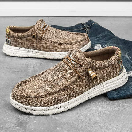Men's Canvas Loafers | EVA Outsole | Premium Washed Canvas | Elastic Laces | Lightweight Comfort | Rounded Toe Design | Breathable Fabric | Odor-Reducing Insole | Machine Washable | Ideal Casual Shoe