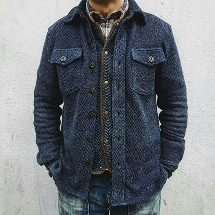 Men's Retro Wool Jacket | Double Breasted | Solid Color | Vintage Style | Lapel Collar | Tailored Fit | Long Sleeves | Dual Breast Pockets | High-Quality Warm Fabric | Size S-XXXL