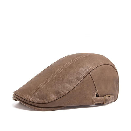 Men’s Vintage Style | Casual Leather Beret Hat | Classic Newsboy Cap | Retro Headwear | Fashion Accessory | Adjustable Fit