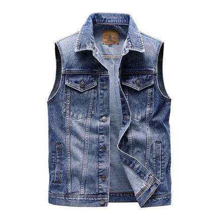 Men's Retro Lapel Denim Vest | Vintage Look | High-Quality Durable Fabric | Versatile Style Outerwear | Comfortable Fit | Functional Pockets | Fashionable Casual Layering Wardrobe Essential
