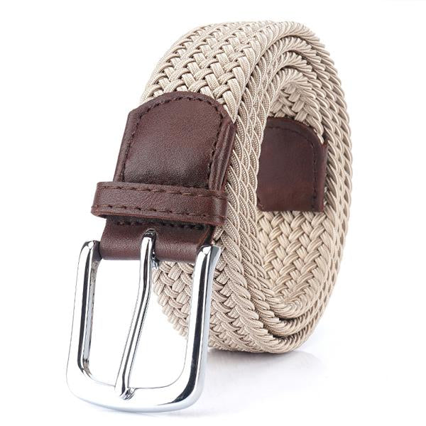 Men's Woven Elastic Belt | 3.4 CM Width | Durable Stretch | Handwoven Craftsmanship | Nickel Alloy Buckle | Versatile Fashion Accessory | Perfect for Chinos Jeans Slacks | Gift for Dad Friend Son