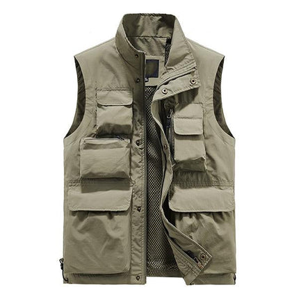 Men's Quick Dry Outdoor Vest | Multi-Pocket Design | Zipper Placket | Stand Collar | Soft Lightweight Material | Ideal for Hiking & Travel | 2022 New Design