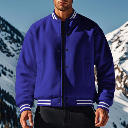 Men's Fleece Baseball Jacket | Stand Collar | Casual Sports Outerwear | Warm & Cozy | Classic Style | Ribbed Cuffs & Hem | Multiple Pockets | Durable & Lightweight | Stylish Color Options | Perfect for Layering