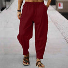 Men's Loose Fit Striped Trousers | Breathable Cotton Linen Blend | Casual Sports Pants | Elastic Drawstring Waistband | Stylish Comfortable Design | Ideal for Everyday Wear