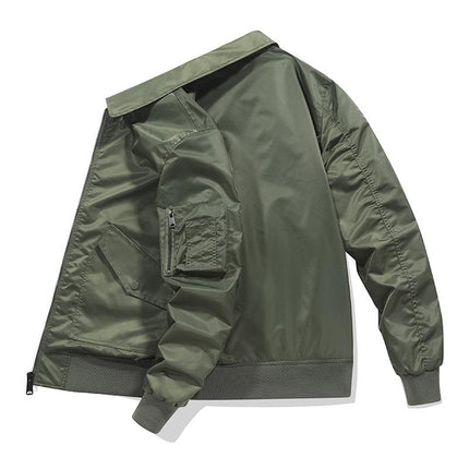 Men's Bomber Jacket | Polyester Lapel Collar | Ribbed Cuffs & Collar | Two Hand Pockets | Fall Spring Outerwear | Machine Washable | Classic Design with Modern Edge | Versatile Stylish Jacket
