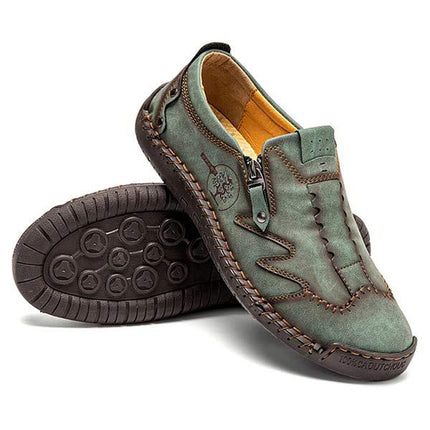 Men's Vintage Leather Loafers | Casual Comfort Shoes | Cushioned Footbed | Flexible Rubber Outsole | Easy Slip-On | Medium Width