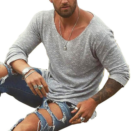 Men's Loose Casual Long Sleeve T-Shirt | Cotton Blend | Breathable | Pullover Design | Soft & Comfortable | Easy Match with Jacket & Jeans | Gentle Machine Wash | Ideal for Any Occasion