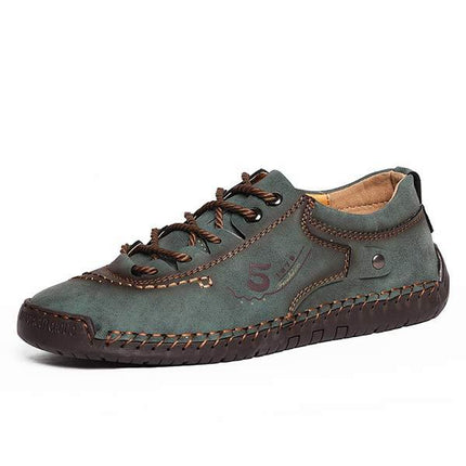 Men's Leather Casual Shoes | Vintage Lace-Up | Flexible Non-Slip Rubber Sole | Lightweight & Comfortable Footwear